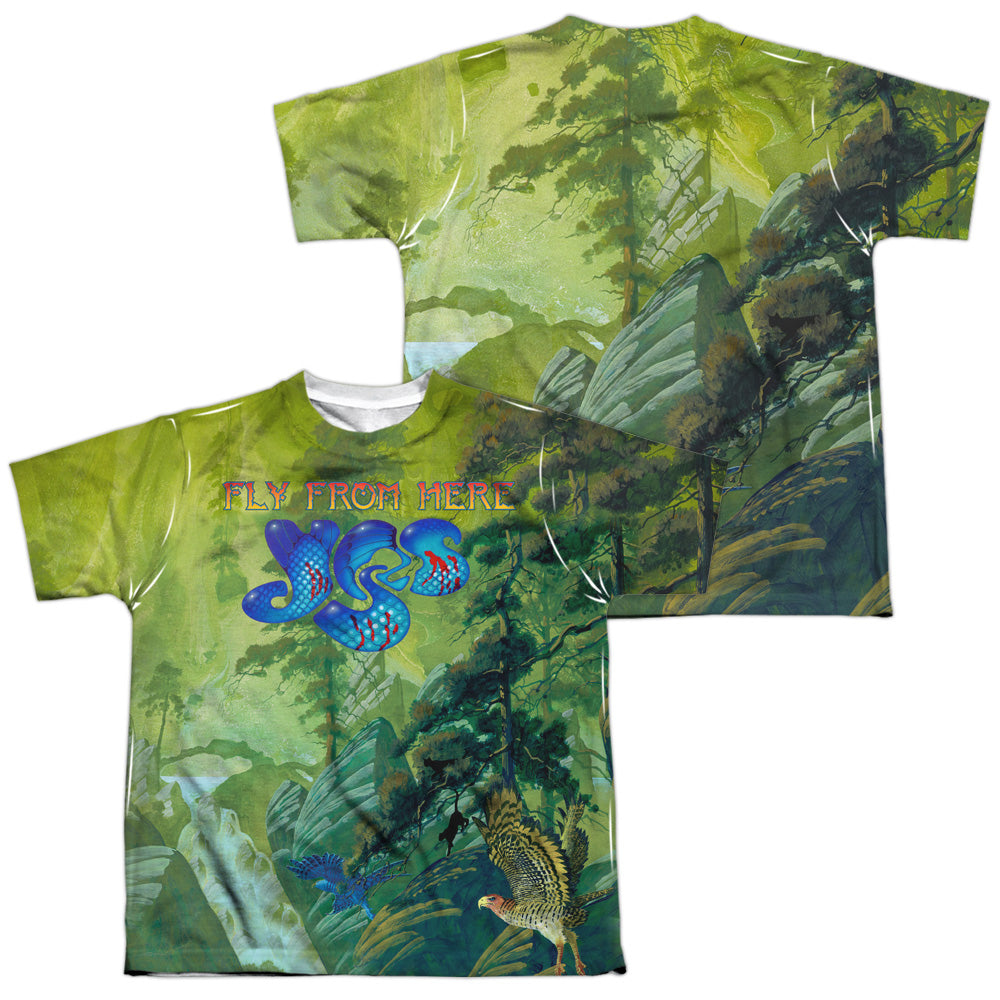 YES/FLY FROM HERE (FRONT/BACK PRINT) - S/S YOUTH POLY CREW - MULTI